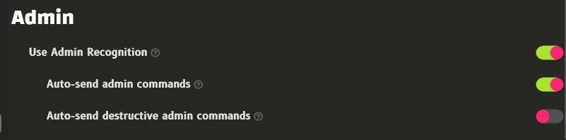 Admin destructive commands Admin destructive commands